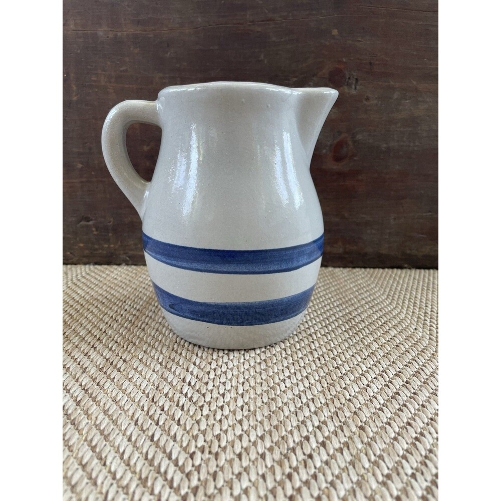 Roseville‎ Ohio Pottery Stoneware Pitcher Blue Stripe